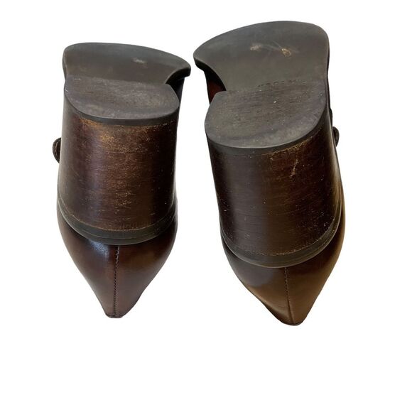 Bandolino Alanta Brown Leather Buckle Monk Strap Stacked Heel Shoes Size 9 - Picture 11 of 13